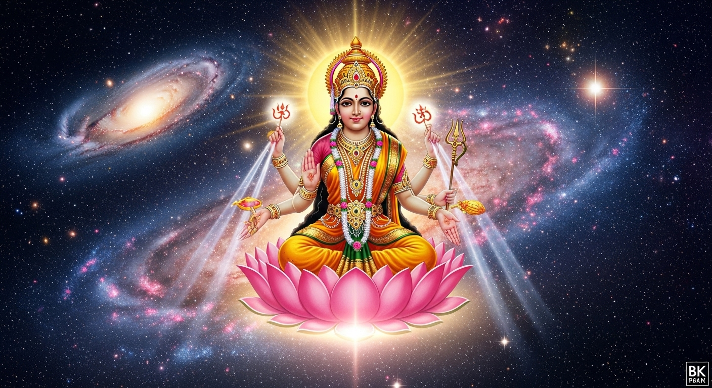 Goddess Siddhidatri Mata in Cosmic Lotus - Divine Power